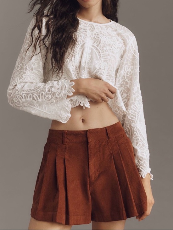 Anthropologie Pilcro Corduroy Pleated Skirty Shorts, Size 30 - Picture 3 of 14